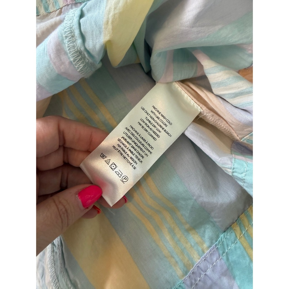 Free People Pastel Stripe Cotton Midi Dress Sleeveless Tie Back OB2142447 L NEW - Picture 4 of 10